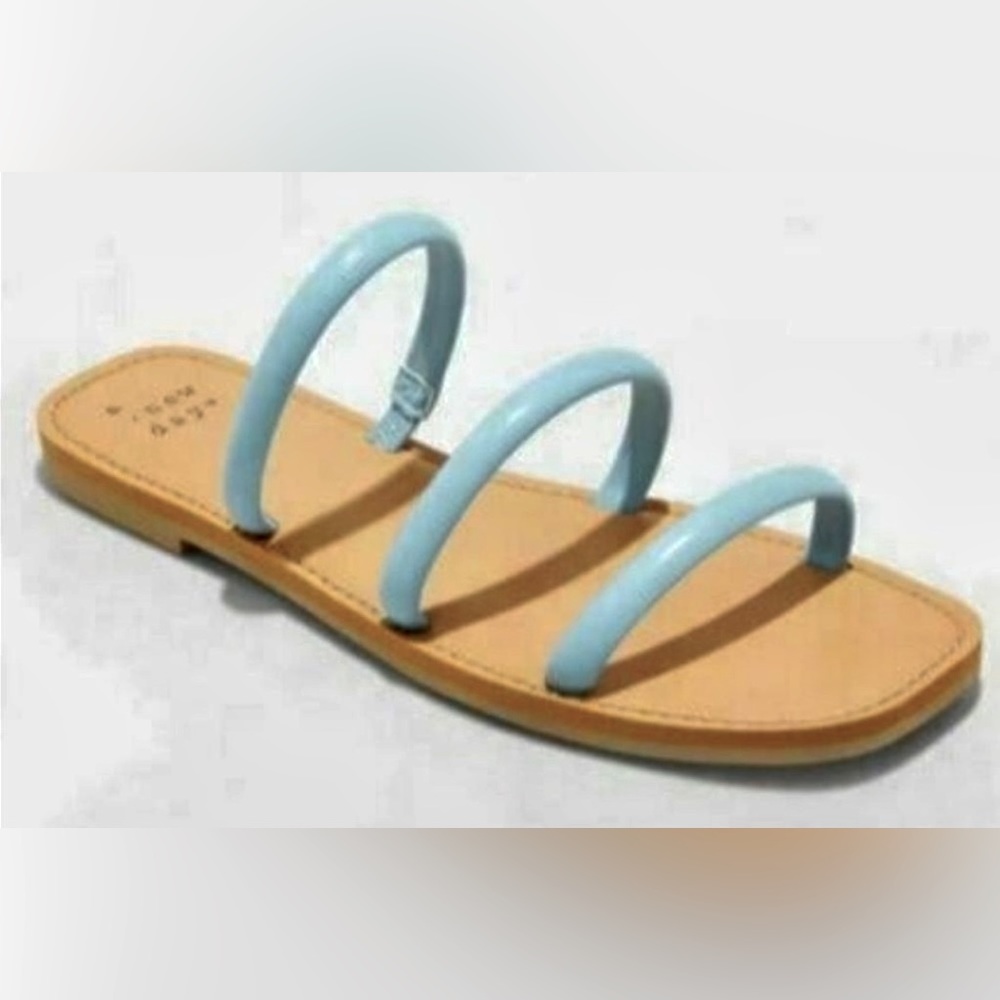 A New Day Women's Blue Wren Triple Strap Sandals Size 8